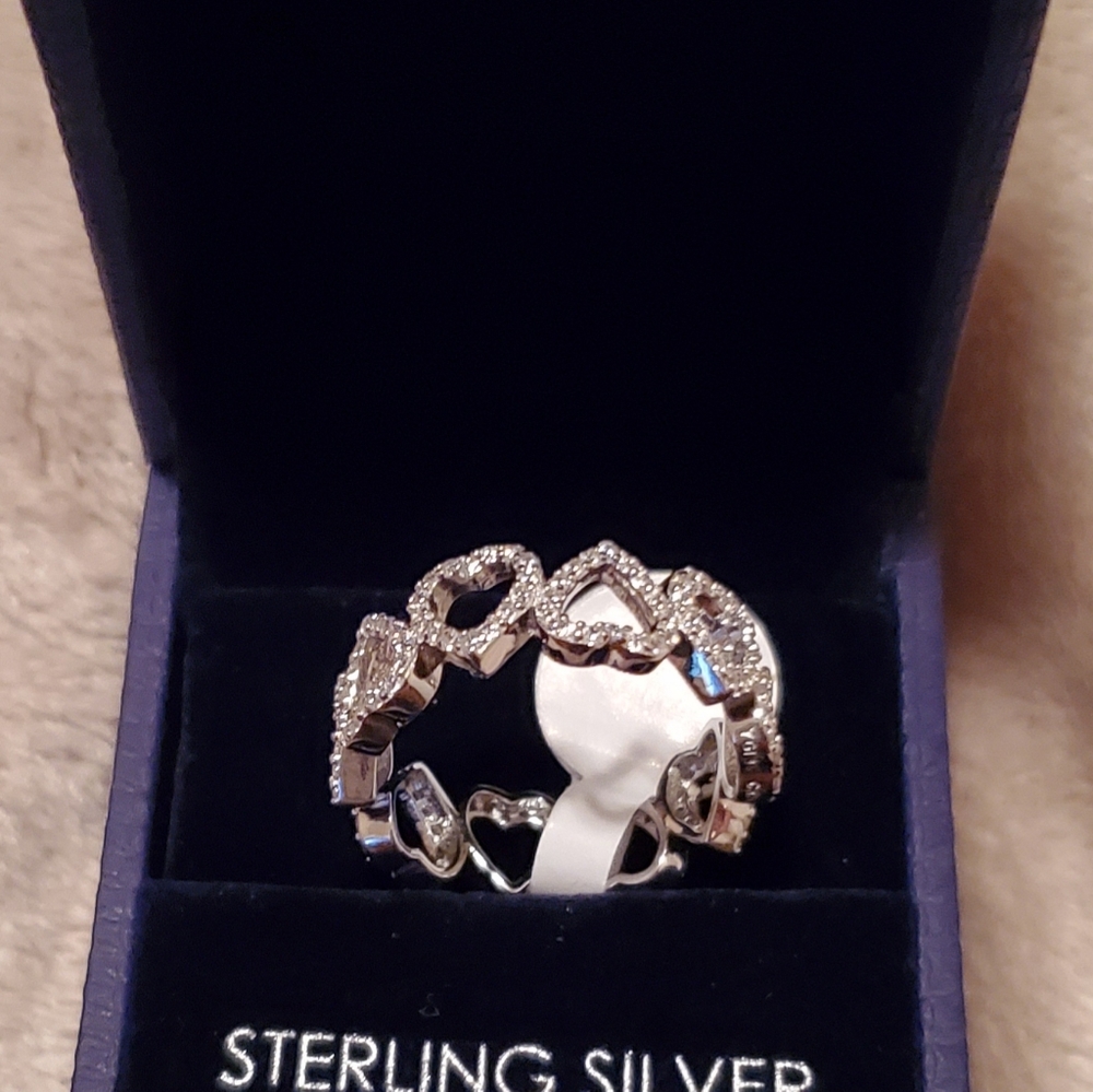 Special Multi  Heart Shape Ring Real Sterling Silv